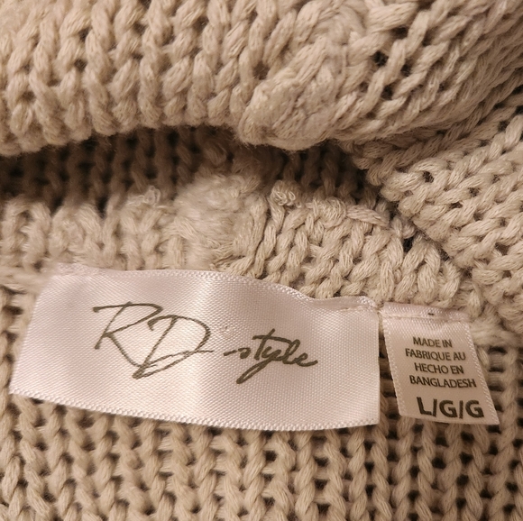 RD Style Cream Cowl Neck Chunky Crochet Sweater - Picture 5 of 7